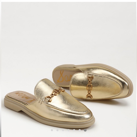 Sam Edelman KIRA BIT MULE AMBER GOLD LEATHER Gold Slip-On Loafers size 8 New